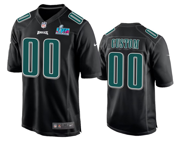 Men's Philadelphia Eagles ACTIVE PLAYER Custom Black Super Bowl LVII Patch Stitched Game Jersey